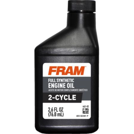 FRAM Full Synthetic 2-Cycle Oil - 2.6 OZ, 2.6 oz Bottle 462-02