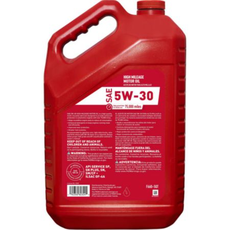 Fram 5W30 Conventional High Mileage Motor Oil, 5 quart bottle - F660-5QT