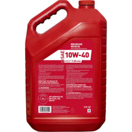 Fram 10W40 Conventional High Mileage Motor Oil, 5 quart bottle - F670-5QT