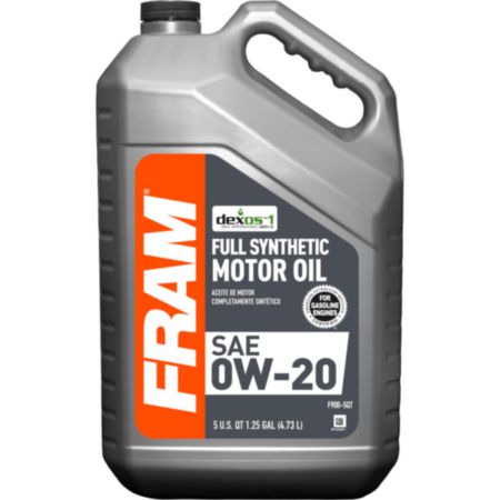 Fram 0W20 Dexos Full Synthetic Motor Oil, 5 quart bottle - F900-5QT