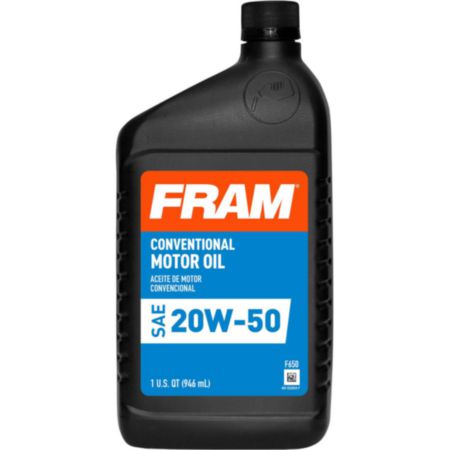 Fram 20W50 Conventional Motor Oil Quart Bottle - F650