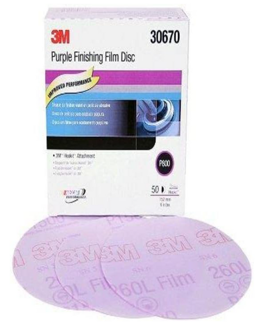 3M Hookit Purple finishing film abrasive disc 30670 is a P800 grade