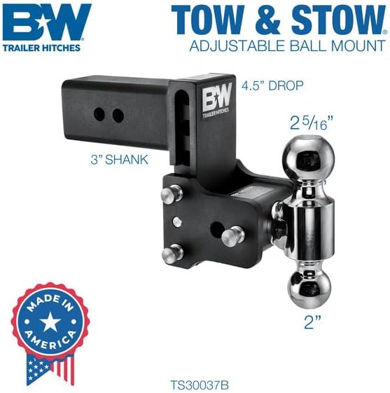 Load image into Gallery viewer, B&amp;W Trailer Hitches Tow &amp; Stow Adjustable Trailer Hitch Ball Mount - TS30037B
