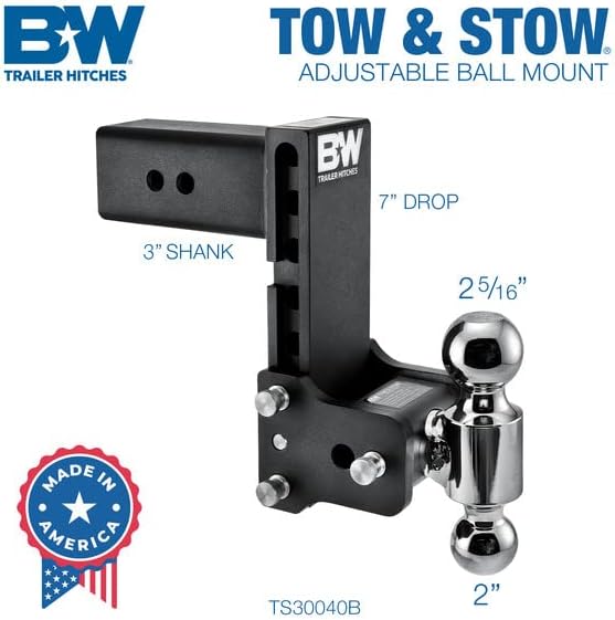 Load image into Gallery viewer, B&amp;W Trailer Hitches Tow &amp; Stow Adjustable Trailer Hitch Ball Mount - TS30040B
