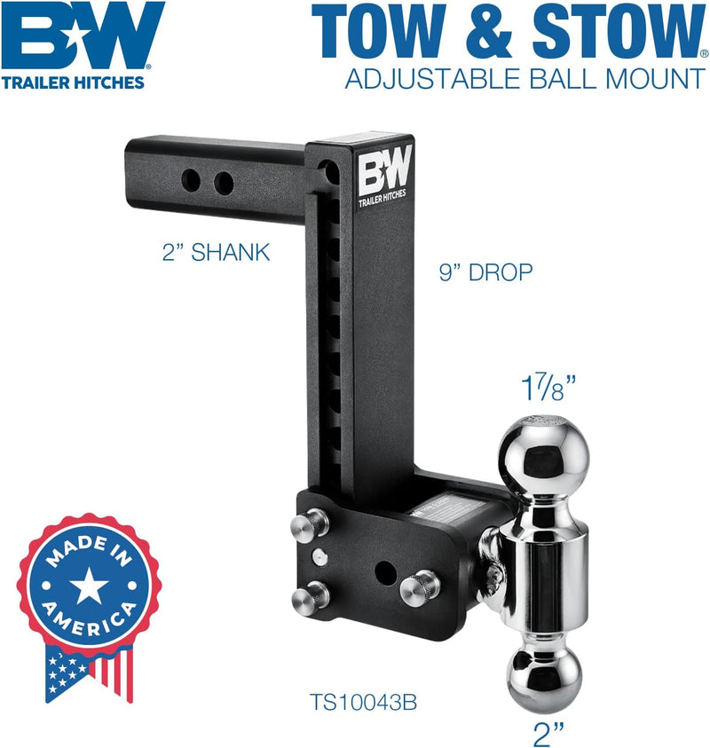 Load image into Gallery viewer, B&amp;W Trailer Hitches Tow &amp; Stow Adjustable Trailer Hitch Ball Mount - TS10043B
