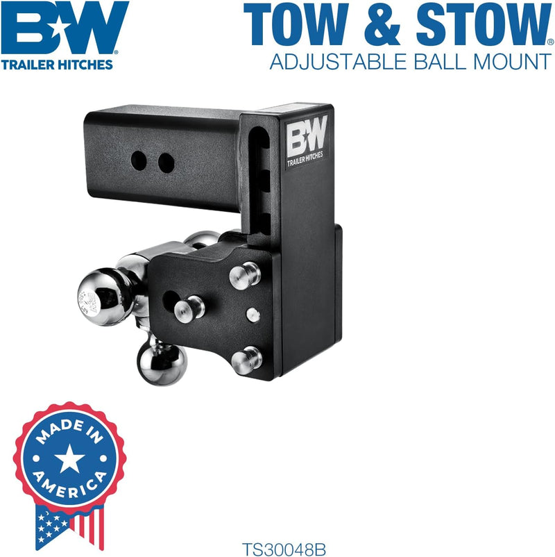 Load image into Gallery viewer, B&amp;W Trailer Hitches Tow &amp; Stow Adjustable Trailer Hitch Ball Mount - TS30048B
