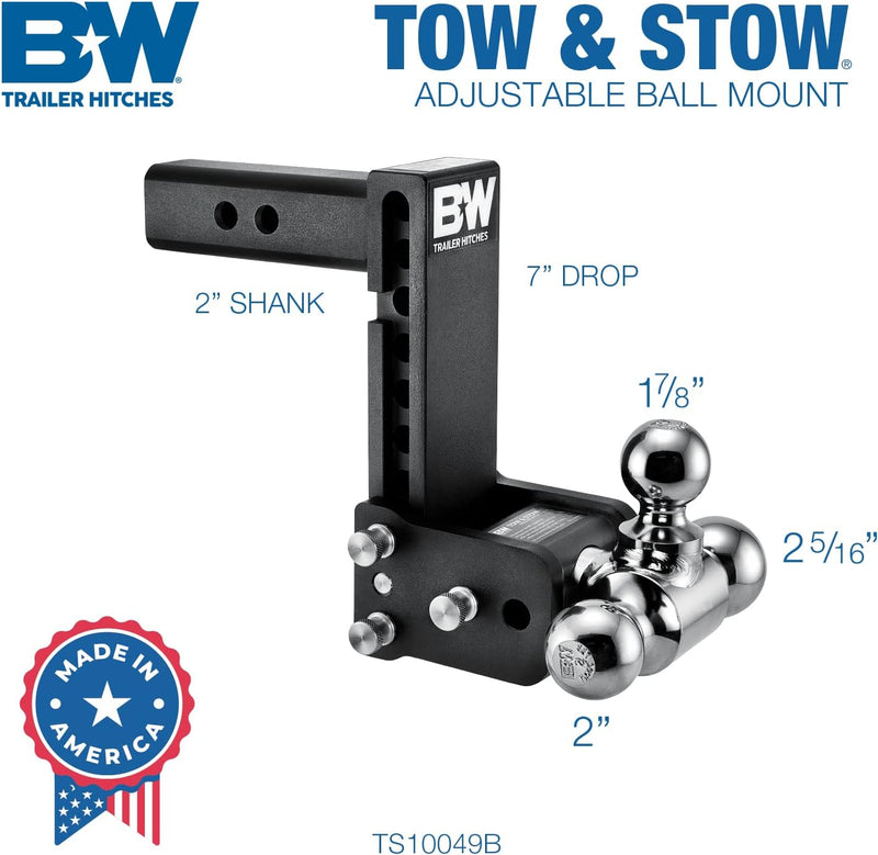 Load image into Gallery viewer, B&amp;W Trailer Hitches Tow &amp; Stow Adjustable Trailer Hitch Ball Mount - TS10049B
