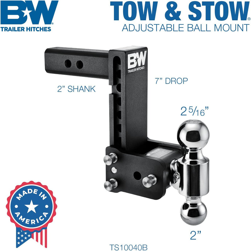 Load image into Gallery viewer, B&amp;W Trailer Hitches Tow &amp; Stow Adjustable Trailer Hitch Ball Mount - TS10040B
