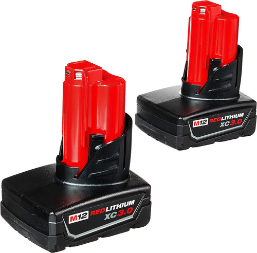 Milwaukee Twin Pack of 3.0 Amp Hour Extended Capacity 12V Lithium Ion Batteries -  48-11-2412