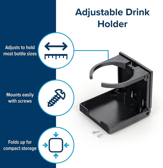 Camco Adjustable Drink Holder - BLACK - 44044