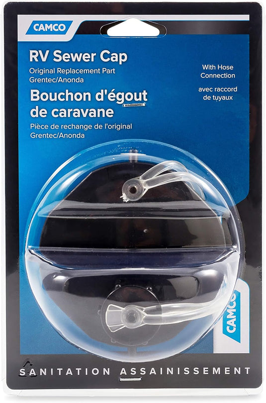 Camco Durable Sewer Cap with Hose Connection to Prevent Leaks - 39463