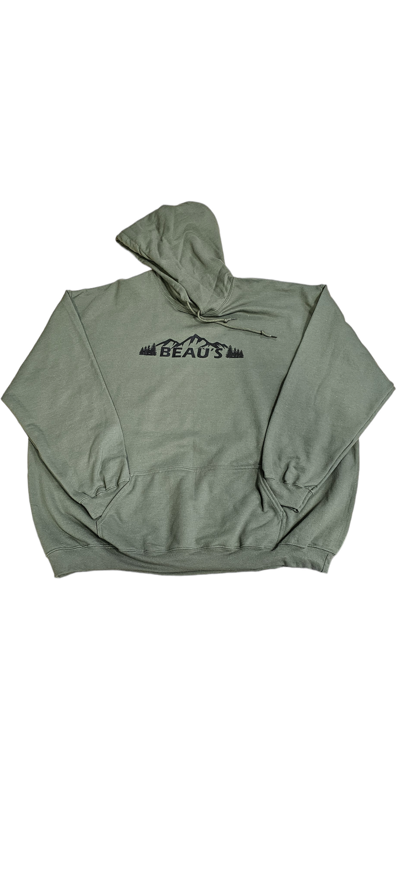 Load image into Gallery viewer, Army Green Beau&#39;s Auto Parts hoodie 50/50 blend 7.8 oz
