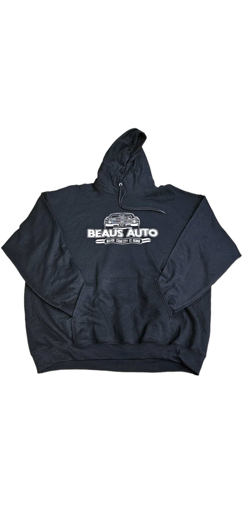 Load image into Gallery viewer, Black Beau&#39;s Auto Parts hoodie 50/50 blend 7.8 oz
