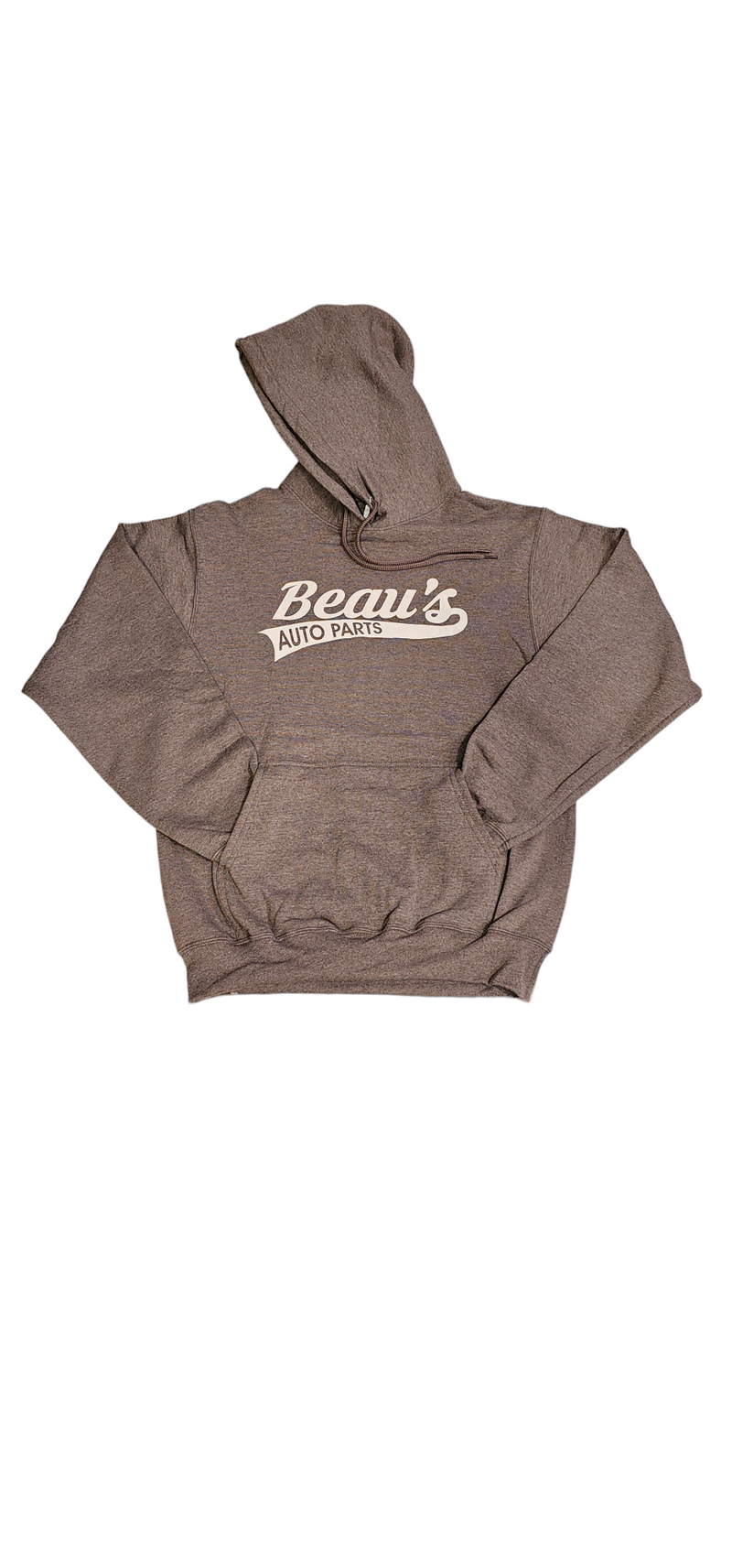 Load image into Gallery viewer, Brown Beau&#39;s Auto Parts hoodie 50/50 blend 7.8 oz
