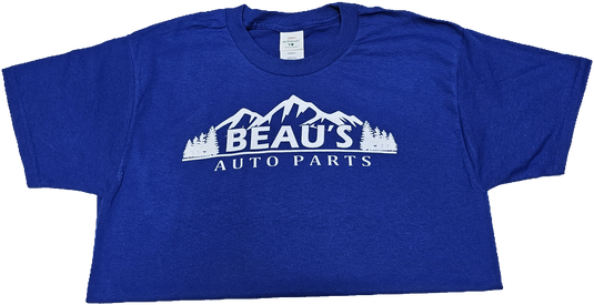 Blue Beau's Auto Parts T-shirt 50/50 blend