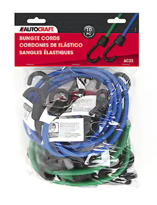 AutoCraft brand 10 piece bungee cord set with 3 lenghts