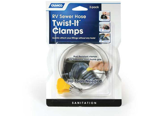 Camco RV Sewer Hose 3" Twist-It Clamps - Pack of 2 - 39553