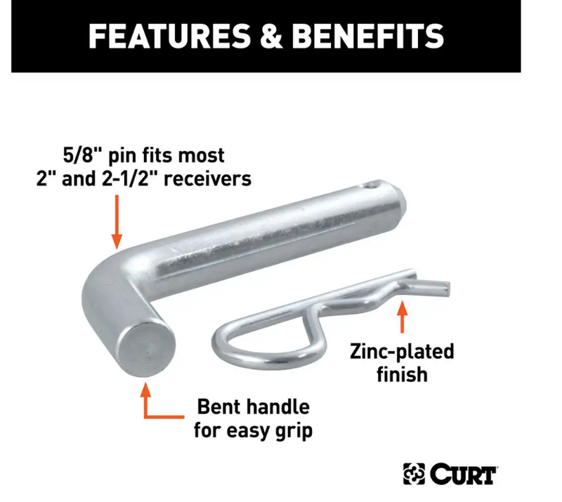 Load image into Gallery viewer, Curt 5/8&quot; hitch pin to hold your hitch to your vehicle with a 2&#39; or 2-1/2&quot; shank.
