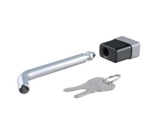 Curt locking hitch pin featuring a 5/8" pin fitting a 2", 2-1/2", or 3" receiver tube size