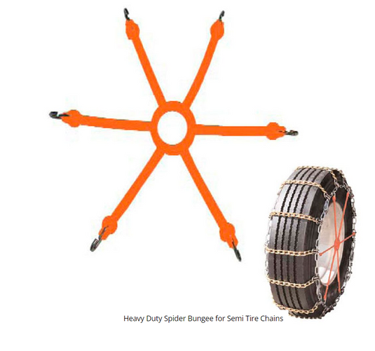 Heavy truck spider bungee tire chain adjuster for an 18