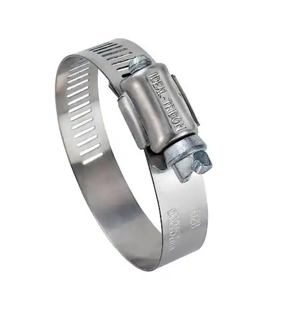 Load image into Gallery viewer, Ideal brand stainless band with galvanized screw hose clamp. 
