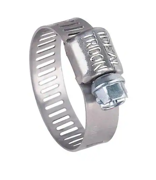 Load image into Gallery viewer, Ideal brand stainless band with galvanized screw hose clamp. 
