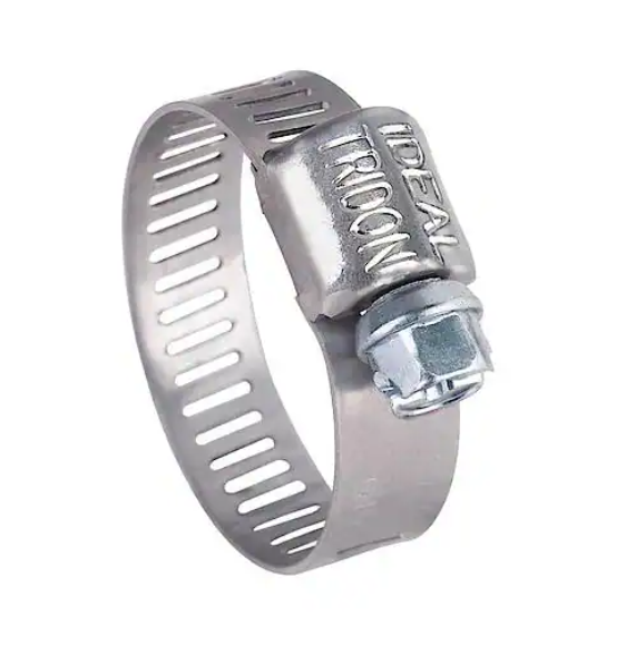 Load image into Gallery viewer, Ideal brand stainless band with galvanized screw hose clamp. 
