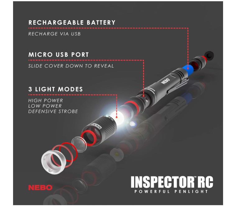 Load image into Gallery viewer, NEBO Rechargeable Pen Light Flashlight 360-Lumens W/Flex Power Technology Water Proof
