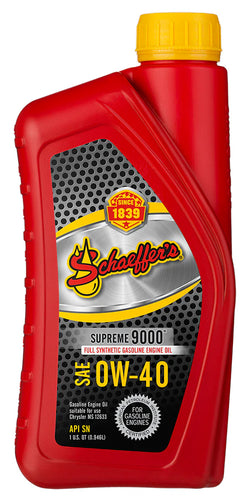 Schaeffer's Supreme 9000 Full Synthetic Engine Oil 0W-40 - QUART - 9040-012