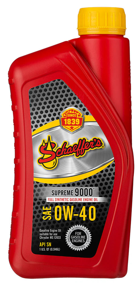 Schaeffer's Supreme 9000 Full Synthetic Engine Oil 0W-40 - QUART - 9040-012