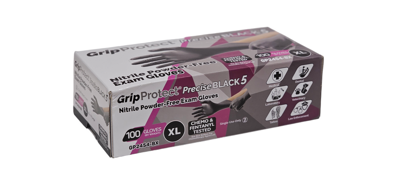 Load image into Gallery viewer, GripProtect 5 mil black nitrile XL powder free exam gloves GP2454
