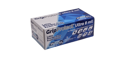 GripProtect 8mil latex powder free exam gloves Extra Large size